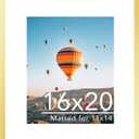 JCJMY 16x20 Picture Frame with 11x14 Mat, Display Photo 11x14 with Mat or 16 x 20 Without Mat, Wall Hanging Large 16 by 20 Poster Frame with Plexiglass, Gold