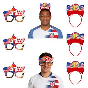 3 x World Soccer Cup 2026 Merchandise-8 Pack Glitter Glasses & Headbands Set,DIY Your Favorite Soccer Star,Clear USA National Flags and Symbols,Sports Events Hairband Headwear Gift (USA set)