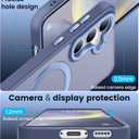HuwaiH Magnetic Stand for Samsung Galaxy S24 Case, Military-Grade Protection, Anti-Fingerprint Anti-Scratch Translucent Matte Phone case for Samsung Galaxy S24(Light Blue)