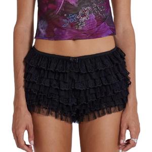 NUFIWI Women's Y2K Lolita Ruffle High Waist Shorts
M Black