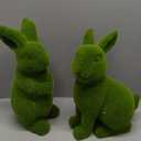Vicenpal 2 Pcs Large Easter Moss Bunny Statues 14.1/15.7 Inches Large Green Flocked Resin Easter Bunny Figurines Decoration Faux Moss Rabbit Statues for Yard Outdoor Decor Garden Balcony