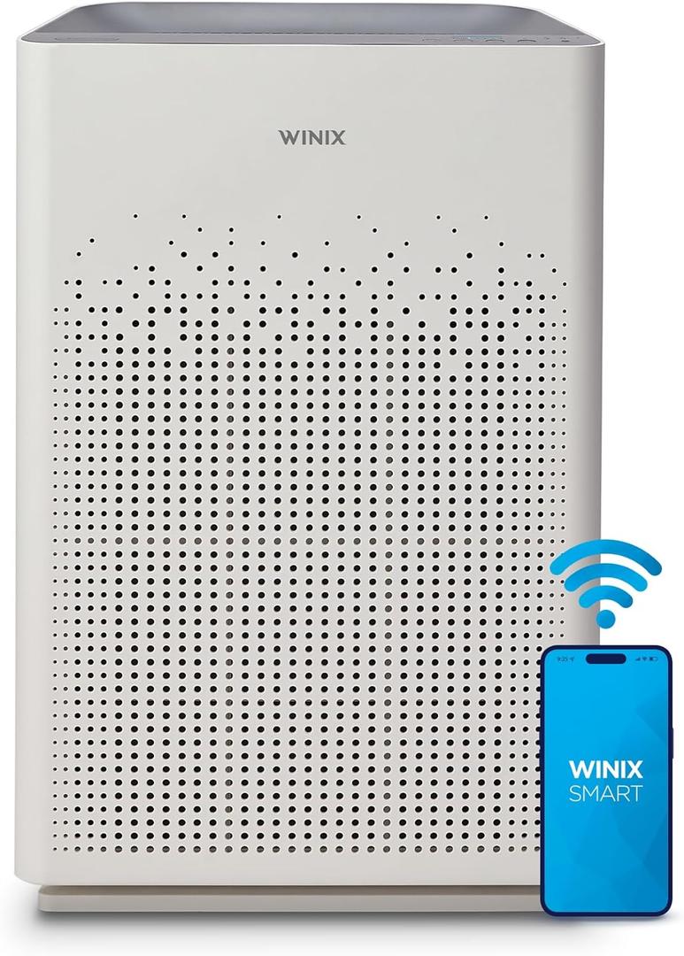 WINIX AM90 Air Purifier for Home Large Room Up to 1740 Ft in 1 Hr With Air Quality Monitor, True HEPA, Carbon Filter and Auto Mode, Captures Pet Allergies, Smoke, Dust (White)