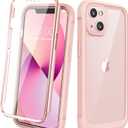 Diaclara Designed for iPhone 13 Case, Full Body Rugged Case with Built-in Touch Sensitive Anti-Scratch Screen Protector, Soft TPU Bumper Case for iPhone 13 6.1" (Crystal Pink)