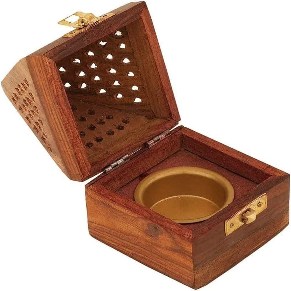 Yajna Traditional-Handmade Incense-Stick-and-Cones-Holder Incense-Burner-ash-Catcher-Stand (Wooden Pyramid)