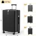 24 Inch Medium Checked Luggage, Expandable PC Hardshell Suitcase with TSA Lock, Lightweight Rolling Travel Luggage with Spinner Wheels, Black