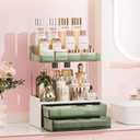 Bathroom Counter Organizer, 2-Tier 2-Drawer Makeup Organizer Countertop, Easy to Install, Ideal for Bathroom Storage, Vanity, Perfume, Large Skincare, Present, and More, DarkGreen