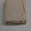 Bedsure 100% Cotton Large Throw Blanket for Couch 50x70 inches - Breathable and Soft, Waffle Weave Throw Blanket for Office, Khaki (a Little Bit Yellow)