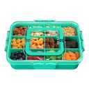 Snack Box Container for Kids - Adjustable 12-Compartment Snack Containers, Reusable Bento Box, Dishwasher Safe, BPA-Free, Perfect for School, Travel, Camping & Picnic, Green (Medium)