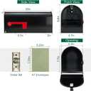 BlissBoard Mailboxes for Outside, Galvanized Steel Medium Black Metal Mailbox, 20 x 8.7 x 6.7 Inches
