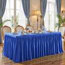 Royal Blue Polyester Table Clothes for 8 Foot Rectangle Tables, Wrinkle Free Fitted Table Cover 8ft Stretch Tablecloths with Skirt for Parties Weddings Birthday Banquet Baby Shower