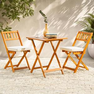 Idzo Heavy Duty 400lbs Capacity Patio Bistro Set 3 Piece Outdoor, Folding Chairs w/Cushion, Square Table - Upgrate 2024, Small