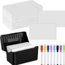 Jetec Index Card Storage, 100 Pcs Blank Dry Erase Index Cards and 8 Dry Erase Markers Black Storage Box, Practical Index Card Organizer Reusable DIY Flash Cards for School Message Notes (3 x 5 Inch)