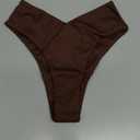 geluboao Women's Bikini Bottom Sexy V Cut High Cut Swimsuit High Waisted Bathing Suit Bottoms (Brown)