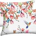 Microfiber Pillow Cases 2PCS,Floral Print Pattern Pillow Cover Set with Hidden Zipper, Lightweight and Breathable, Standard Size 20"X 26" Pillow case (01-Flower)