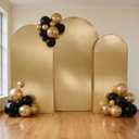 Gold Shimmer Arch Backdrop Cover Set of 3 (6 6.6 7.2FT) with Zipper,Thick Soft Stretchy Sequin Glitter Spandex Fitted Chiara Cover for Wedding Birthday Baby Shower Graduation Party Photo Backdrop