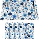 Blue Floral Watercolor Linen Placemats Set of 4, 12" x 18" Heat Resistant Washable Boho Blue Table Mats for Dining Table Kitchen Party Outdoor, Elegant Home Decor & Gift for Floral Nature Enthusiasts