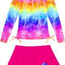 Vogseek 3-12T Girl Swimsuits 2pcs Long Sleeve Swim Rashguard Bathing Suit with Cover-ups Skirt, 5-6