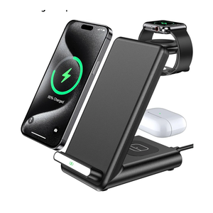 Wireless Charging Station,3 in 1 Charging Stand Made for Apple Watch Ultra 11 10 9 8 7 6 SE 5 4 3,Fast Wireless Charger Made for iPhone 17/Air/16/15/14/13/12,for AirPods Pro(with Adapter) (Black)