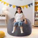 MAXYOYO Bean Bag Chair, 2.5 ft Bean Bag Chair with Foam Filling, Ultra Soft Fur Lazy Sofa for Living Room Bedroom, Machine Washable Cover (Dark Grey)