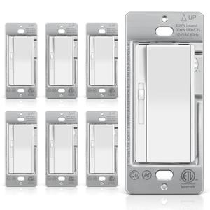 BESTTEN 6 Pack Super Slim Slide Dimmer Light Switch, Single Pole or 3 Way Dimmer Switches, Compatible with LED Dimmable Lamp, CFL, Incandescent, Halogen Bulb, ETL Listed, White