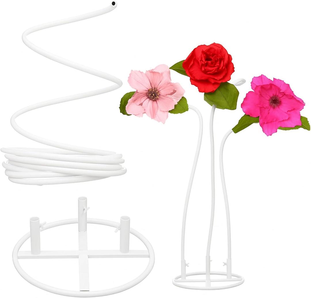 32.8 ft 1 Flexible Pipe for Giant Flowers and 1 Flower Pole Display Stand Base Giant PVC Pipe Stem Tubing for Crafts Floral Wedding Decor Balloon Backdrop Arches Prop DIY Arts(2 Pcs, White)