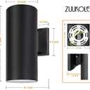 Dusk to Dawn Sensor Outdoor Wall Sconce, Exterior Lighting - ETL Listed, Die-Casting Aluminum Waterproof Wall Mount Cylinder Design - Up Down Light Fixture for Porch, Garage, Garden and Patio