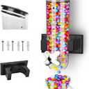 Cereal Dispenser, Food Dispenser Wall Mounted, Grain Dispenser Storage Containers with Cup, Single Control Candy Dispenser for Storing Snack Nut Coffee Beans, Kitchen Dry Cereal Dispenser, Black 1.5 L