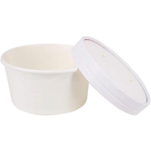 50 SET 6 OZ Disposable White Ice Cream Cups with Lids Medium Hot and Cold To Go Cups Paper Cup Takeout Food Container