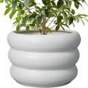 SQOWL Ceramic Planter Pot - 10 Inch Plant Pot with Drainage Hole Large Planter for Indoor Plants Outdoor Flower Pot Decorative Plant Pot for Garden Bathroom Decor White