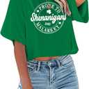 St Patricks Day Shirt Women Luck Shamrock Shirts Cute Saint Patricks Day Crop Top Irish Raglan Shirt (S)