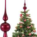 Gejoy Mercury Glass Finial Christmas Tree Topper 12 Inches Vintage Spherical Xmas Tree Topper Mid Century Christmas Ornament for Home Xmas Holiday Party Decorations(Burgundy)