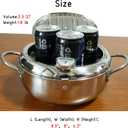 304 Food Grade Stainless Steel Deep Fryer Pot, 2.2L Small Tempura Frying Pot with Lid and Oil Drip Drain Rack. Includes Tong (2.3QT, Suitable for 1-3 people)