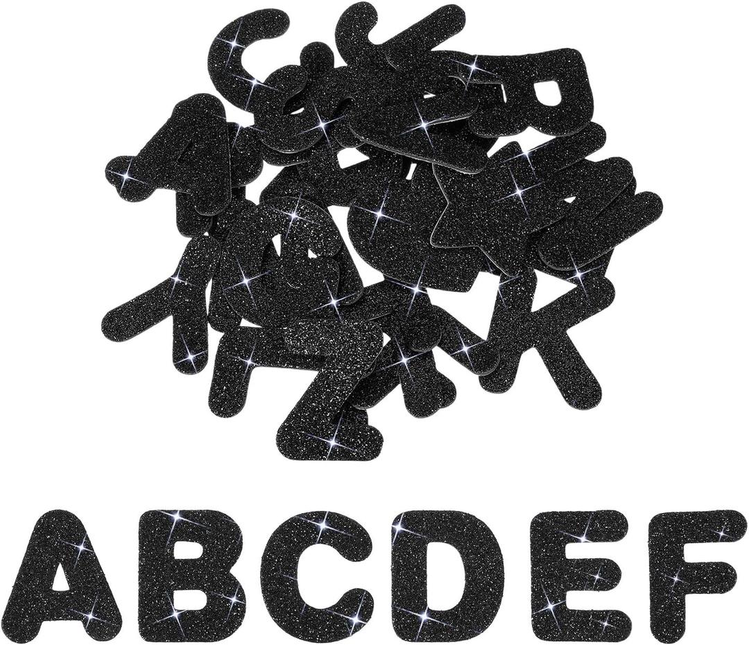 PATIKIL Alphabet Foam Stickers, 104Pcs Letters A-Z EVA Self Adhesive Glitters Foam Shape Sticker Craft Supplies for Scrapbook Card DIY Making Home Decor, Black