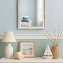 Wood Frame Wall Mirror 16x20 inches | Rustic White Farmhouse Mirror Decor | Vertical and Horizontal Hanging | Living Room Bathroom (Distressed White)