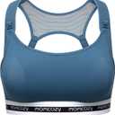 Momcozy Nursing Bras for Breastfeeding, FB011 Low-Impact Nursing Sports Bra Support Maternity Pregnancy Padded Wireless Bra (Blue), Medium