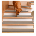 Rubber Backed Stair Carpet Treads Set of 15, Non Slip Stair Tread Covers for Wooden Steps, Machine Washable Basement Step Rugs Stair Pads, 8"x30", Brown