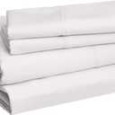 Amazon Basics Lightweight Super Soft, Wrinkle-Free, Breathable Microfiber 4 Piece Bed Sheet Set with 14-Inch Deep Pockets, Queen, Cream, Solid