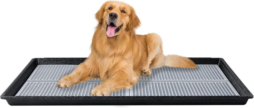 HQ4us Dog Pee Pad Holder Tray with Grate 45”×34”, Large Dog Litter Box Toilet, Puppy Pee Pad Holder, Less Mess, Dog Potty Indoor Outdoor for Balcony