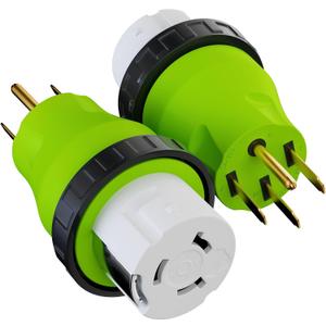 Leisure Cords 50A Male to 50Amp Female Twist Adapter RV Locking Power Cord Male to Female Camper Generator Cable Adapter Electrical Converter Plug (50A Male to 50A Female)