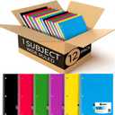 Rosmonde Spiral Notebooks, 12 Pack, 1 Subject Notebook, Wide Ruled, 70 Sheets, 8 x 10-1/2", 3 Hole Punched, School Supplies, Bulk Single Subject Spiral Notebook Bulk, Assorted Colors Pack of Notebooks