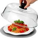 High Borosilicate Glass Microwave Splatter Cover for Food with Silicone Mat, Plate Guard Lid with Vent Hole