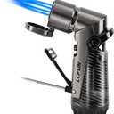 LcFun Torch Lighter Windproof Refillable Triple Jet Flame Butane Lighter with Punch and Draw Enhancer, Camping Hunting Gear Gifts for Men -BUTANE NOT INCLUDED
