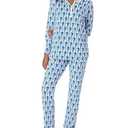 HMPEAIIY Womens Henley Pajamas Set 2 Piece Long Sleeve Monkey Print Lounge Sets Preppy Sleepwear Pjs for Bridal Party, Holiday & Travel Outfit(Blue, Small)
