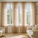 MIULEE Brown Sheer Curtains 84 Inches Long, 4 Panels Set, Rod Pocket Voile Drapes Light Filtering and Semi Transparent, Elegant Window Treatments for Bedroom Living Room,54 x 84 Inches, Brown
