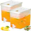 Beverage Drink Dispenser for Fridge, Plastic Beverage Dispenser with SpigotJuice Container Sealed with Filter ScreenCold Hot Drink Jug for Christmas Party Supplies (white 2PCS 2 Gallon)