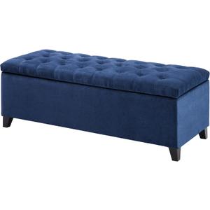Madison Park Entryway Accent Bench for Living Room Flip Top Storage Chest, Shandra Tufted Top Upholstered Storage Bench End of Bed for Bedroom Furniture, Indoor Seating, 49"Wide, Navy