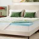 GRUSIGN Queen Memory Foam Mattress Topper, 4 Inch Dual Layer Gel Foam Mattress Pad with Soft Pillow Top Cover, Viscose Made from Bamboo, Overfilled, Deep Pocket 8"-18"