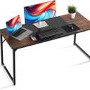 VEVOR Computer Desk, 63 Inch Office Gaming Desk for Home Office, Writing Study Work Modern Simple Table with Metal Frame for Large Legroom, Rustic Brown and Black
