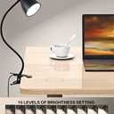 BOHON Desk Lamp 3 Color Modes 10 Brightness Dimmer Reading Light 10W 38 LED Clamp Lamp with Auto Off Timer 360 Flexible Gooseneck Clip on Light for Bed Bedside, AC Adapter Include