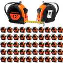 Copkim 50 Pieces Tape Measure Retractable and Easy Read with Fractions Marked Easy Read Basics Self Locking Measuring Tape Bulk for Engineer Contractors(12 Ft,Orange)